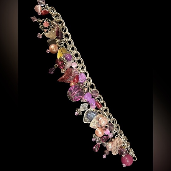 Hand made charm bracelet purple silver 50th Birthday fifty and fabulous - Picture 3 of 11